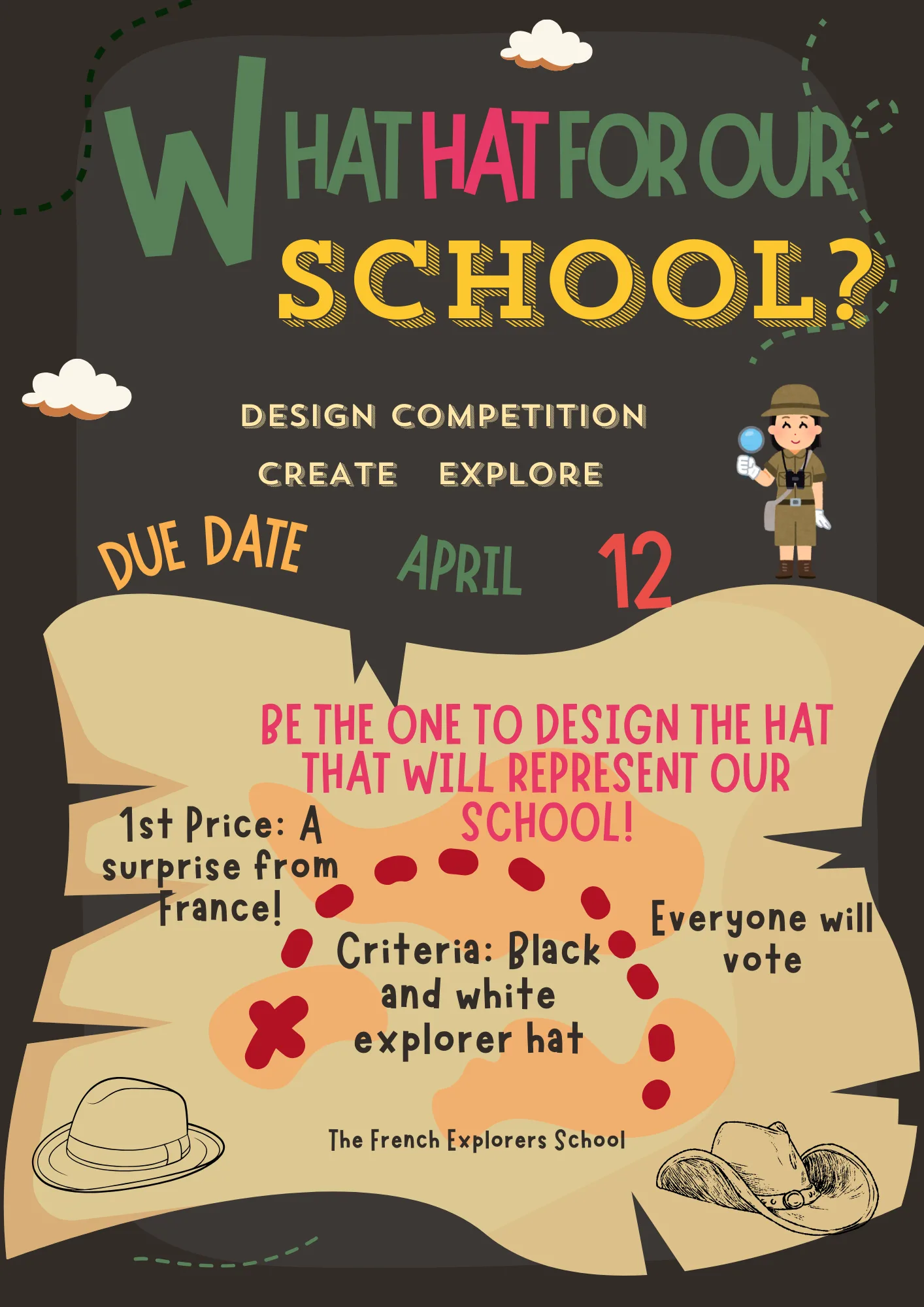 Design competition to create the logo for our French school together. Flyer in English because parents could also participate.