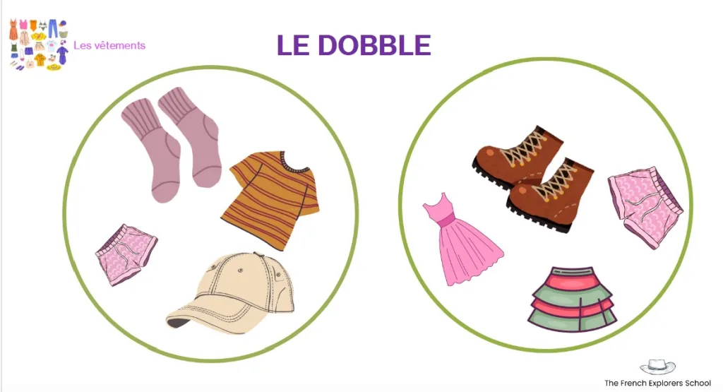 Children engaging in rituals for children, like playing the Dobble game, to practice French vocabulary online.